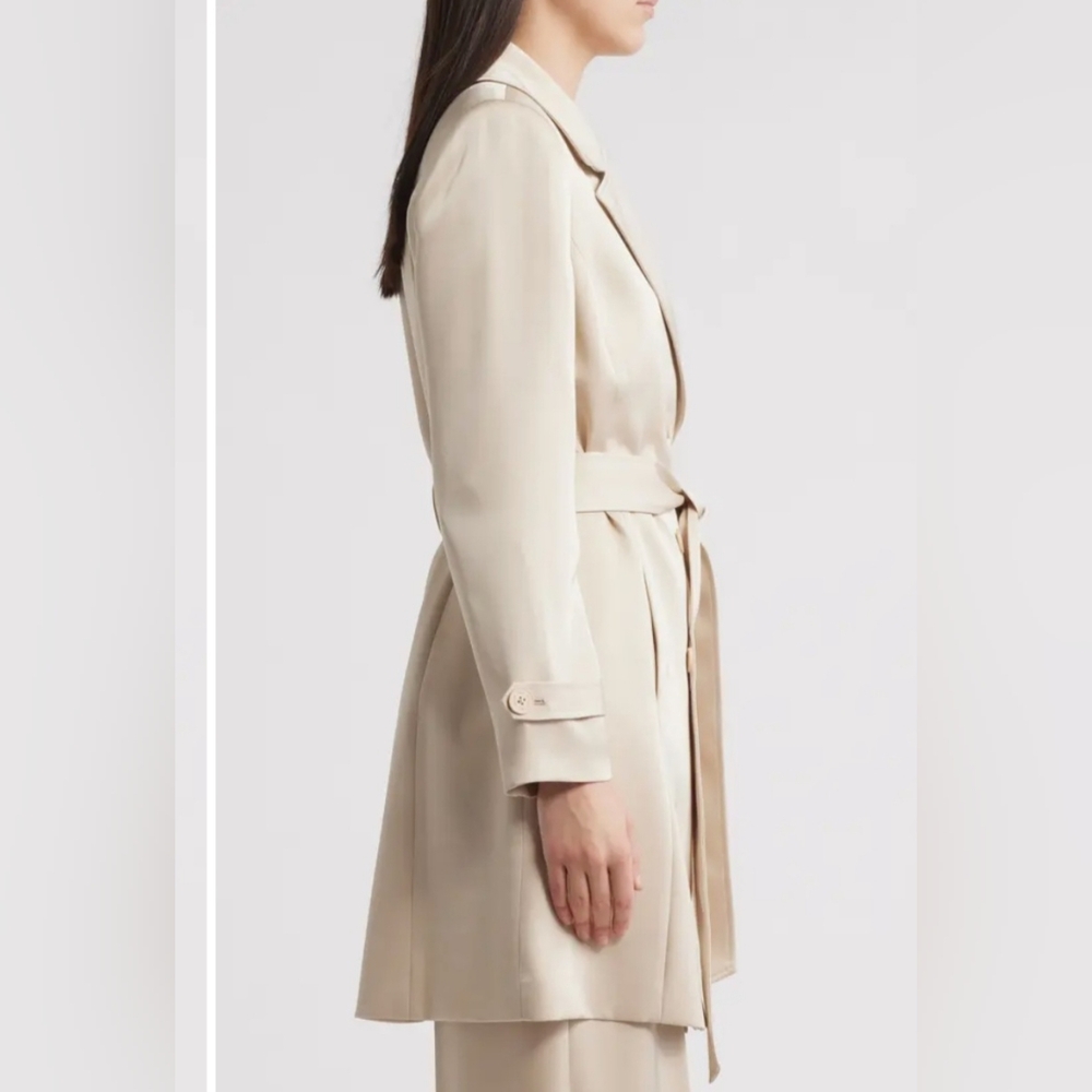 TAHARI WOMEN'S NATURAL SATIN TRENCH COAT SIZE 10 NWT - Picture 3 of 7